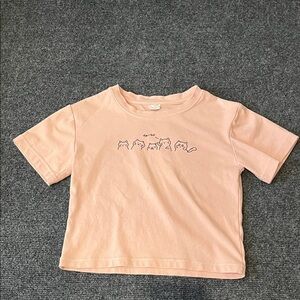 Girls Peach Cat Graphic Short Sleeve Tee